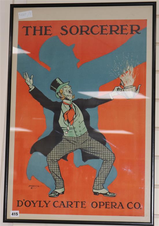 H.M. Brock, a poster for the DOyly Carte Opera The Sorcerer 75 x 50cm